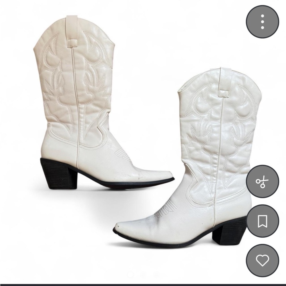 Princess Polly white cowgirl boots